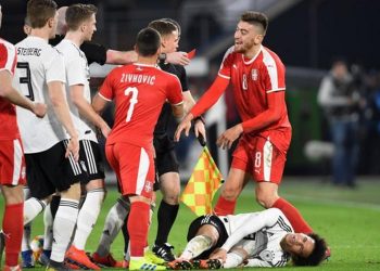 Pavkov was sent off in the 93rd minute for his challenge on Sane (Image credit: Reuters)