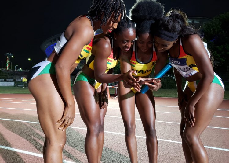 Ghana Women's Relay team celebrate qualification to the World Championships