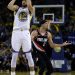 The Warriors’ Stephen Curry shooting in front of his brother, the Portland Trail Blazers’ Seth Curry.CreditCreditBen Margot/Associated Press