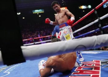 American Keith Thurman was knocked down in the first round by Manny Pacquiao (Image credit: Getty Images)