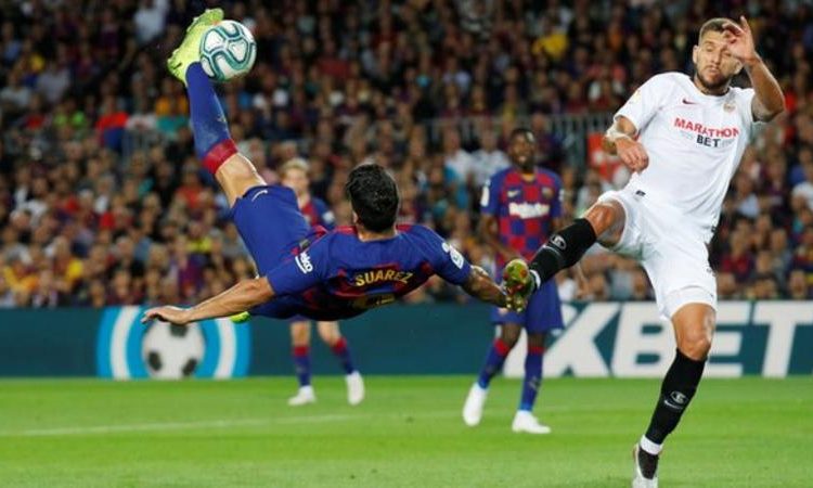 Luis Suarez scored both goals as Barcelona came from behind to beat Inter Milan in the Champions League on Wednesday (Image credit: Reuters)