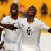 Joseph Esso (in jersey number 10) celebrating his goal against The Gambia