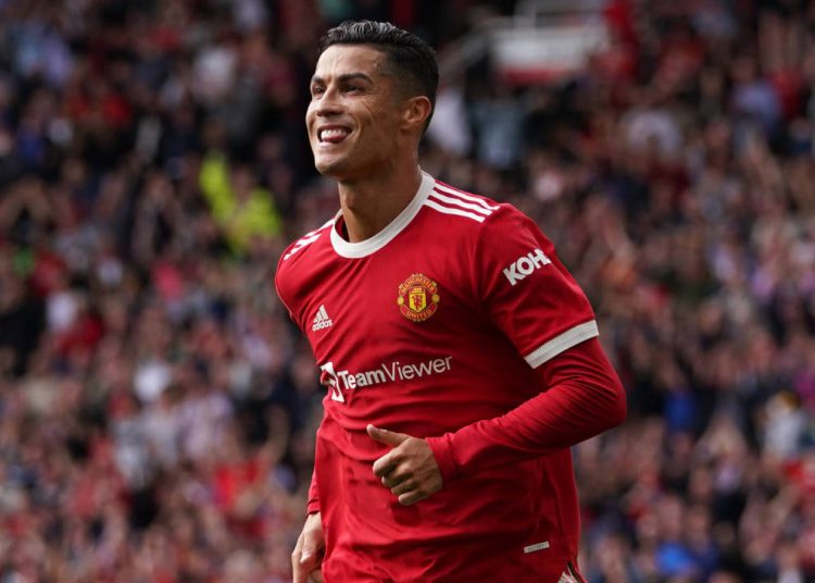 9/11/2021 - Manchester United's Cristiano Ronaldo celebrates scoring their side's first goal of the game during the Premier League match at Old Trafford, Manchester. Picture date: Saturday September 11, 2021. (Photo by PA Images/Sipa USA) *** US Rights Only ***