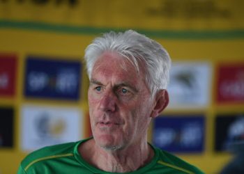 JOHANNESBURG, SOUTH AFRICA - OCTOBER 05:  Bafana Bafana head coach Hugo Broos during the South African national soccer team press conference at Dobsonville Stadium on October 05, 2021 in Johannesburg, South Africa. (Photo by Lefty Shivambu/Gallo Images)