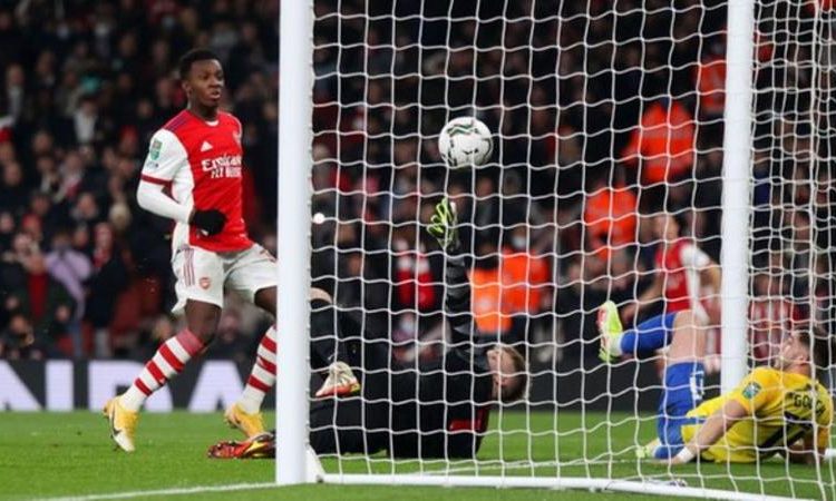 Eddie Nketiah has scored five goals in three Carabao Cup games this season (Image credit: Getty Images)
