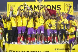 ACCRA HEARTS OF OAK LIFTING 2021/2022 FA CUP TROPHY