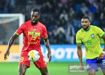 Inaki WILLIAMS of Ghana and BREMER of Brazil during the International Friendly match between Brazil and Ghana at Stade Oceane on September 23, 2022 in Le Havre, France. (Photo by Anthony Dibon/Icon Sport via Getty Images)