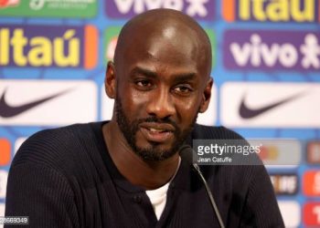 LE HAVRE, FRANCE - SEPTEMBER 23: Coach of Ghana Otto Addo answers to the media during the post-match press conference following the international friendly match between Brazil and Ghana at Stade Oceane on September 23, 2022 in Le Havre, France. (Photo by Jean Catuffe/Getty Images)