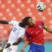 Ghana' Mohammed Rabiu (17) and South Korea's Jacheol Koo (17) fight for the ball during the first half of an international  friendly soccer match in Miami Gardens, Fla., Monday, June 9, 2014. ( AP Photo/J Pat Carter)