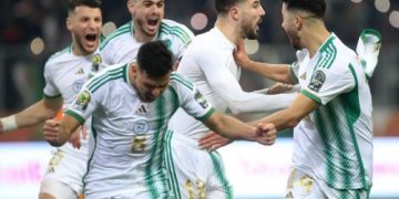 Algerian players celebrate goal Photo Courtesy: CAF