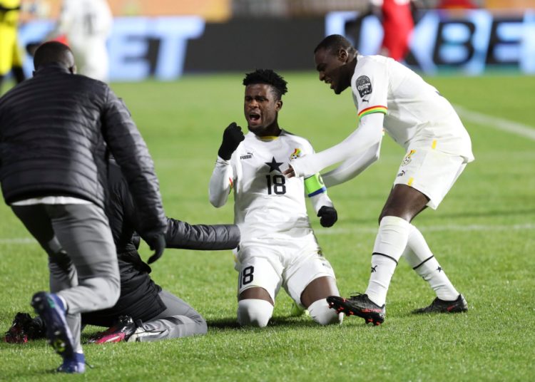 Barnieh celebrates goal against Sudan Photo Courtesy: CAF