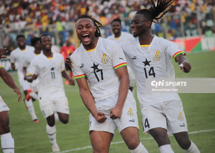 Semenyo celebrates after scoring winner against Angola