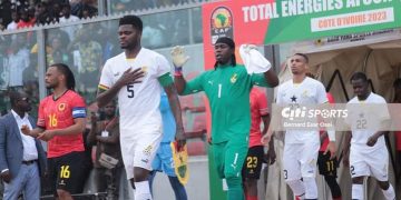 Thomas Partey (5) led the Black Stars in the 1-0 win over Angola at the Baba Yara