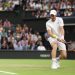 Andy Murray versus Stefanos Tsitsipas; Murray with a backhand return. Photo Courtesy: 6th July 2023; All England Lawn Tennis and Croquet Club, London, England
