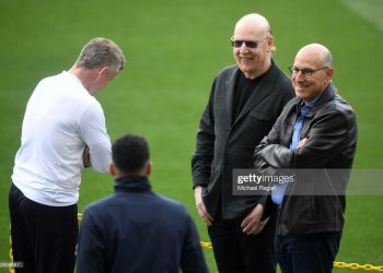 Avram Glazer, owner of Manchester United at a training session (Photo by Michael Regan/Getty Images)