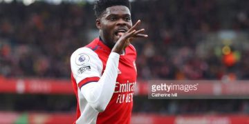 Thomas Partey of Arsenal (Photo by Catherine Ivill/Getty Images)