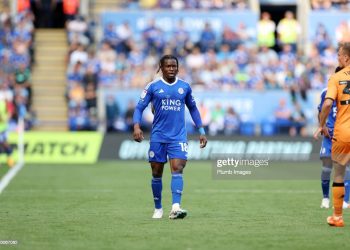 Abdul Fatawu of Leicester City (Photo by Plumb Images/Leicester City FC via Getty Images)