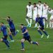 Players of Italy celebrate following victory in the penalty shoot out
England missed three of their five penalties in the final as Italy won Euro 2020