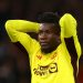 Soccer Football - Champions League - Group A - Manchester United v Galatasaray - Old Trafford, Manchester, Britain - October 3, 2023 Manchester United's Andre Onana reacts REUTERS/Carl Recine
