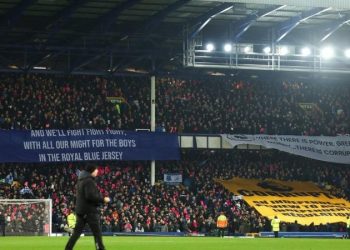 Everton fans held anti-Premier League protests during Sunday's game against Manchester United. Photo Courtesy: Getty Images