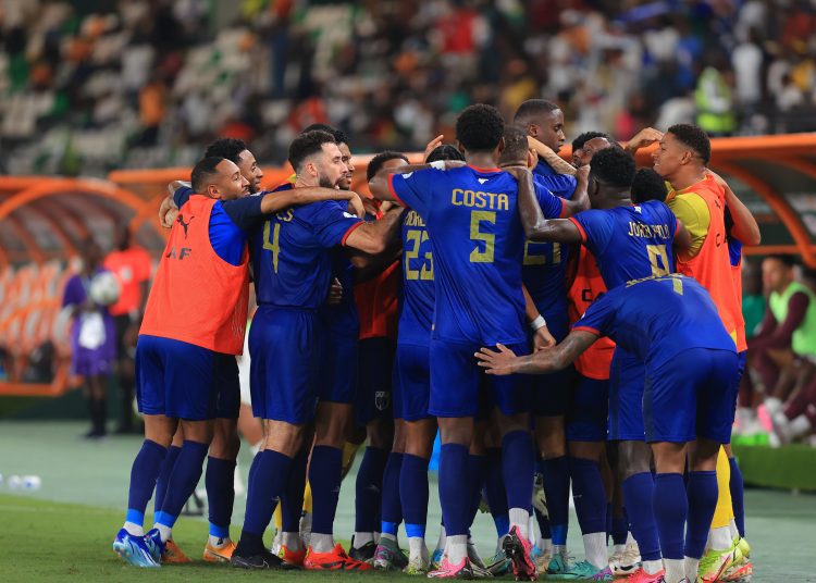 Cape Verde celebrate goal against Ghana Photo Courtesy: CAF