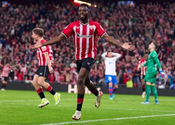 Inaki Williams of Athletic Club celebrates after scoring (Photo by Diego Souto/Getty Images)