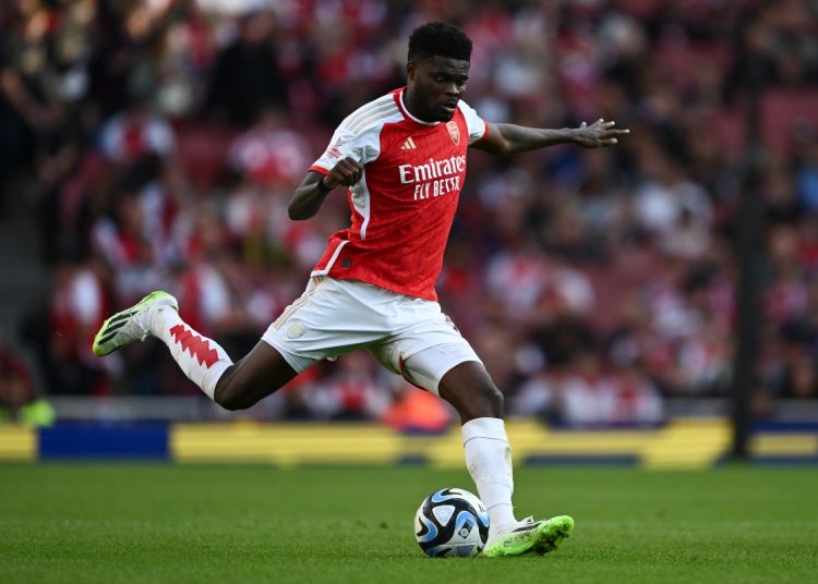 Thomas Partey playing for his former side, Arsenal.