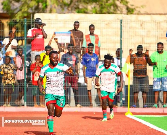 Karela's Gayisu Ibrahim celebrates goal against Kotoko