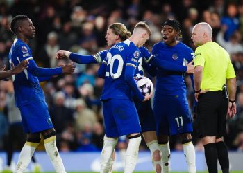 Chelsea players fight over ball for penalty kick attempt Photo Courtesy: Athlon Sports