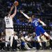 Doncic attempts shot over Russell Westbrook Photo Courtesy: AP
