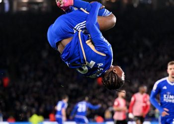 Fatawu Issahaku celebrates goal against Southampton Photo Courtesy: Leicester City