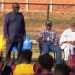 Hearts Board Member Akwasi Agyeman addresses team at a training session