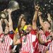 Olympiacos celebrate winning Conference League title Photo Courtesy: AP