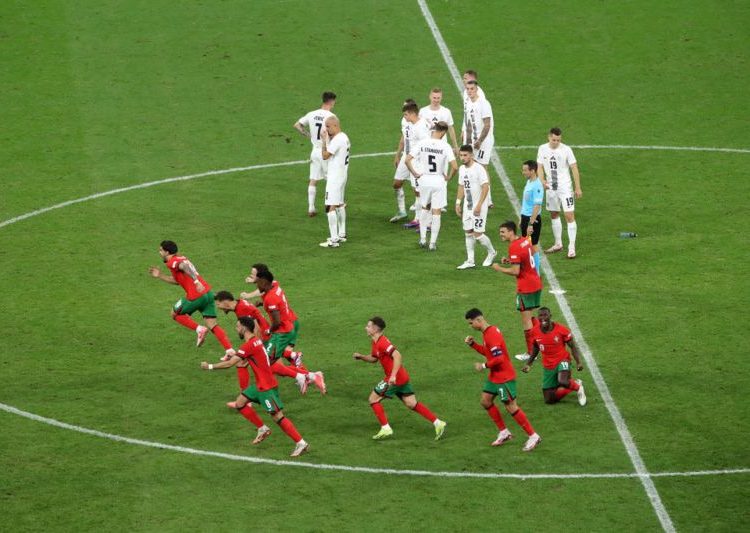 Portugal celebrate qualification to 2024 Euros quarterfinals Photo Courtesy: Getty Images
