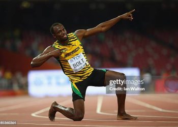 Usain Bolt of Jamaica celebrates after winning gold in the Men's 200 metres final during day six of the 15th IAAF World Athletics Championships Beijing 2015 at Beijing National Stadium on August 27, 2015 in Beijing, China.  (Photo by Ian Walton/Getty Images)