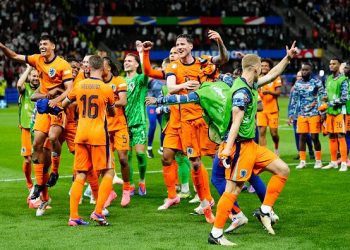 Netherlands celebrate qualification to 2024 Euros semifinals Photo Courtesy: Getty Images
