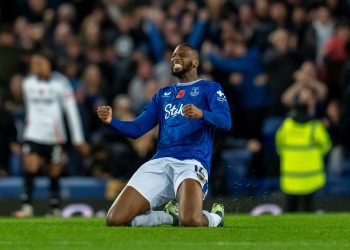 Beto celebrates goal against Fulham Photo Courtesy: Everton