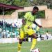 Shot from Gold Stars (green and yellow) v Aduana Stars game Photo Courtesy: @GhanaLeague on X