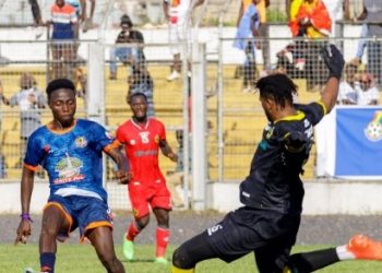 Shot from Nations FC (Blue) game against Kotoko Photo Courtesy: Nations FC