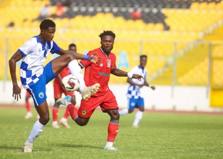 Albert Amoah (in red) in action against Future Stars Photo Courtesy: Mo Shaban on X