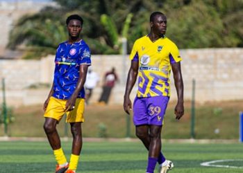 Shot from Vision FC-Medeama (mauve and yellow) Photo Courtesy: Medeama