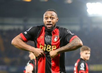 Antoine Semenyo of AFC Bournemouth flexes his muscles after scoring a goal
