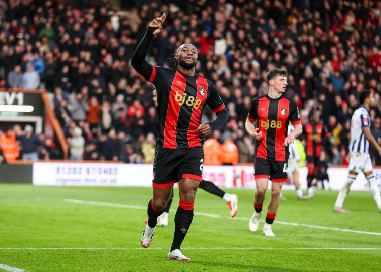 Antoine Semenyo celebrates goal against West Bromwich Albion in FA Cup Photo Courtesy: AFC Bournemouth