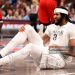 Anthony Davis #3 of the Dallas Mavericks reacts after an injury (Photo by Tim Heitman/Getty Images)