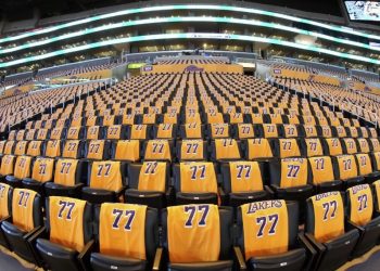 LA Lakers display Luka Doncic merchandise before game Photo Courtesy: AP
