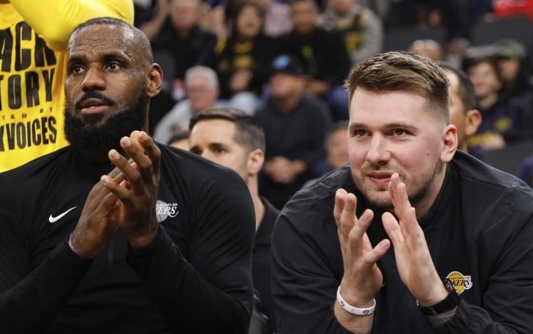 LeBron James with Luka Doncic Photo Courtesy: AP