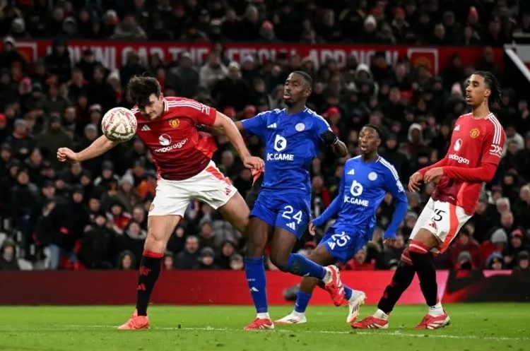Harry Maguire scores goal against Leicester Photo Courtesy: Getty Images