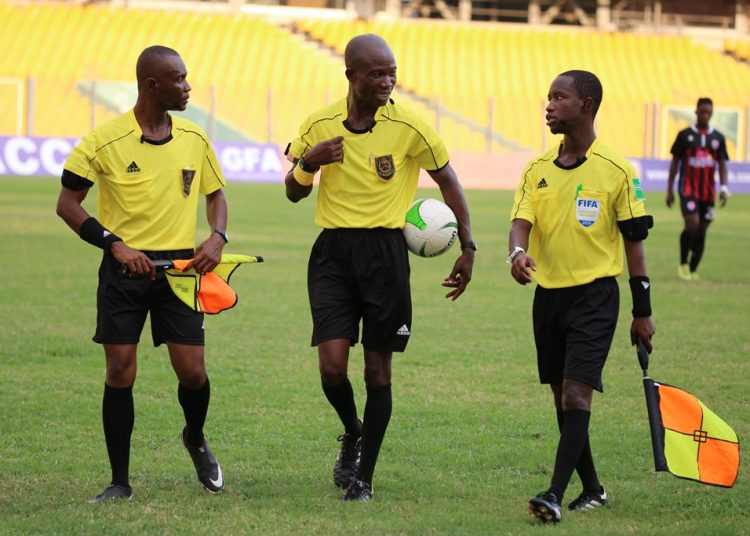 Some referees in the Ghana Premier League . Photo Courtesy: GFA
