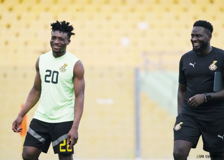 Mohammed Kudus and Black Stars assistant head coach Desmond Offei Photo Courtesy: GFA