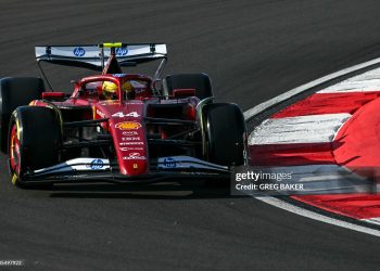 Ferrari's British driver Lewis Hamilton drives during the sprint qualifying session of the Formula One Chinese Grand Prix (Photo by GREG BAKER/AFP via Getty Images)